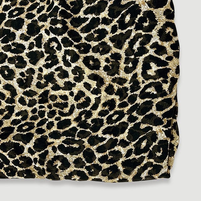 Black With Cream Animal Printed Georgette Fabric