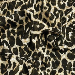 Black With Cream Animal Printed Georgette Fabric