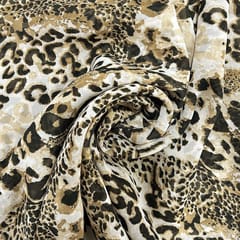 Black, Brown With Cream Animal Printed Georgette Fabric