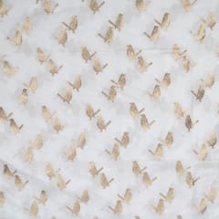 White Dyeable Katan Silk Jacquard Fabric