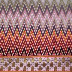 Wine Colour Dola Silk Jacquard Positioned Printed Fabric