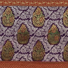 Wine Colour Dola Silk Jacquard Positioned Printed Fabric