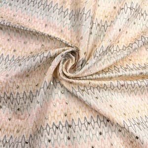 Cream Colour Chanderi Zigzag Embroidered Fabric