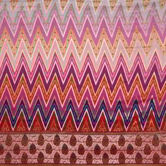 Pink Colour Dola Silk Jacquard Positioned Printed Fabric