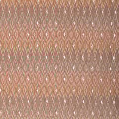 Peach Colour Chanderi Zigzag Embroidered Fabric