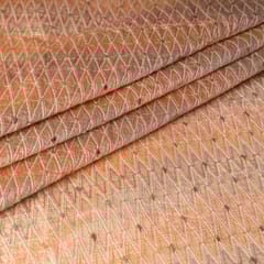 Peach Colour Chanderi Zigzag Embroidered Fabric