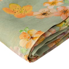 Green Colour Viscose Shimmer Georgette Printed Fabric