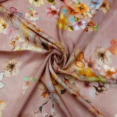 Pink Colour Viscose Shimmer Georgette Printed Fabric