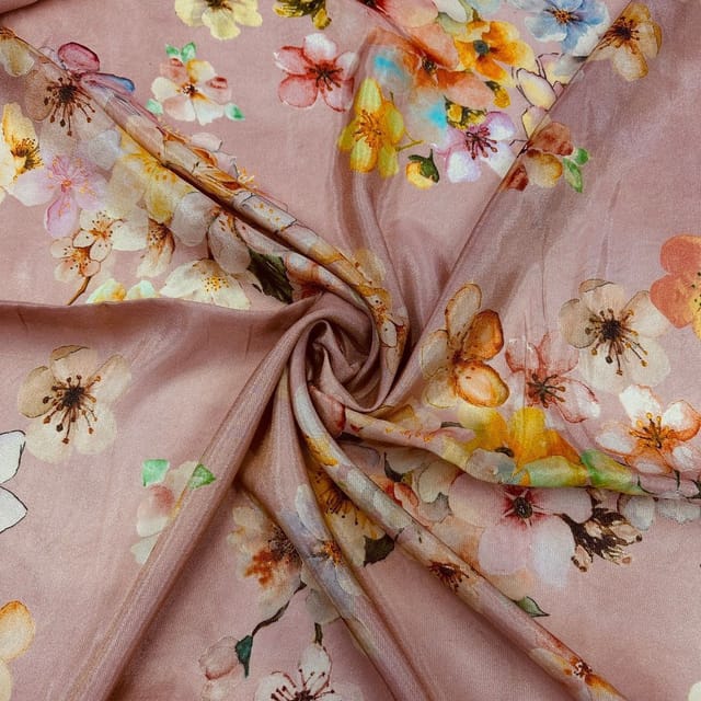 Pink Colour Viscose Shimmer Georgette Printed Fabric