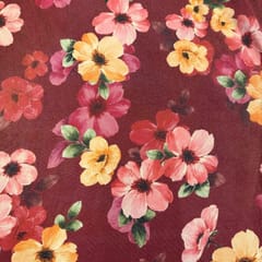 Red Colour Viscose Shimmer Georgette Printed Fabric