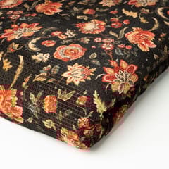 Green Colour Velvet Print with Sequins Embroidered Fabric