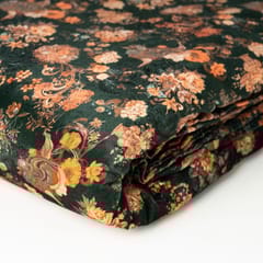 Green Colour Velvet Print with Sequins Embroidered Fabric