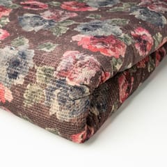 Brown Colour High Quality Velvet Printed Fabric