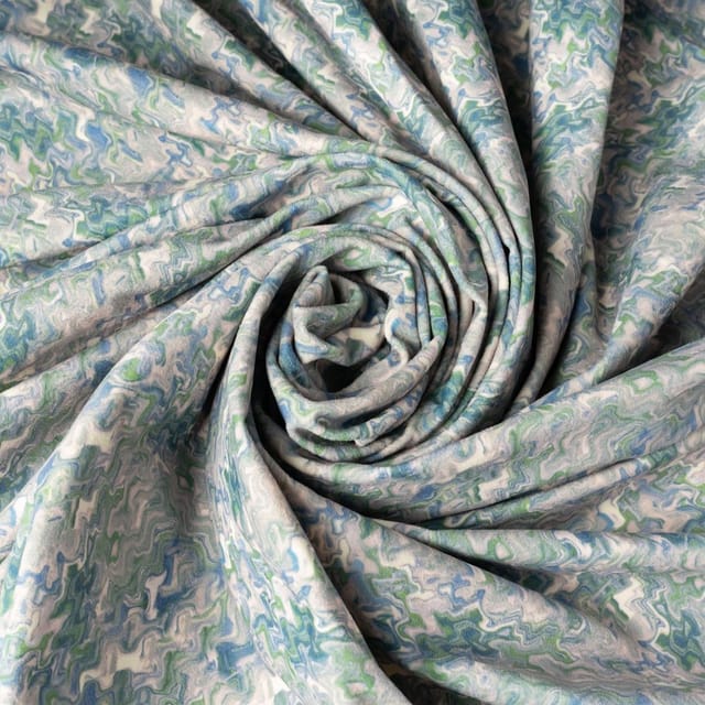 Green Colour High Quality Velvet with Marble Finish Printed Fabric