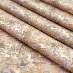 Peach Colour High Quality Velvet with Marble Finish Printed Fabric