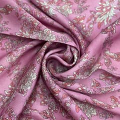 Pink Colour Modal Satin Printed Fabric
