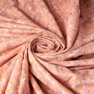 Peach Colour High Quality Velvet with Marble Finish Printed Fabric