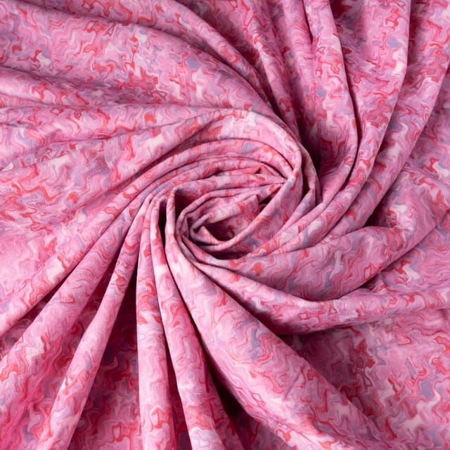 Pink Colour High Quality Velvet with Marble Finish Printed Fabric