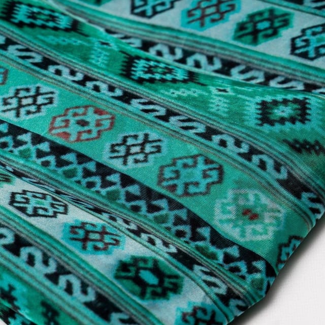 Blue Colour  Viscose Silk Geometric Printed Fabric