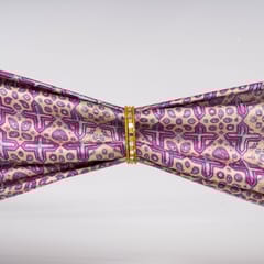 Purple & Yellow Colour Modal Satin Geometrical Printed Fabric