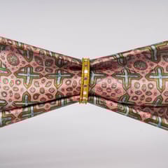 Peach & Blue Colour  Modal Satin Geometrical Printed Fabric