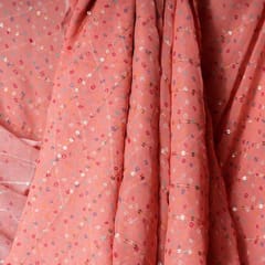 Pink Colour Pure Viscose Georgette Bandhej Print with Embroidered Fabric