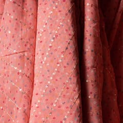 Pink Colour Pure Viscose Georgette Bandhej Print with Embroidered Fabric