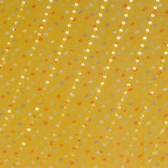 Yellow Colour Pure Viscose Georgette Bandhej Print with Embroidered Fabric
