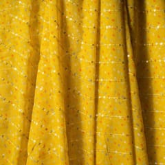 Yellow Colour Pure Viscose Georgette Bandhej Print with Embroidered Fabric