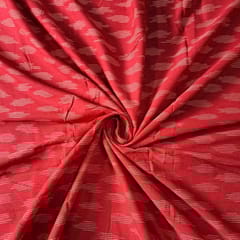 Red Colour Cotton Ikat Fabric