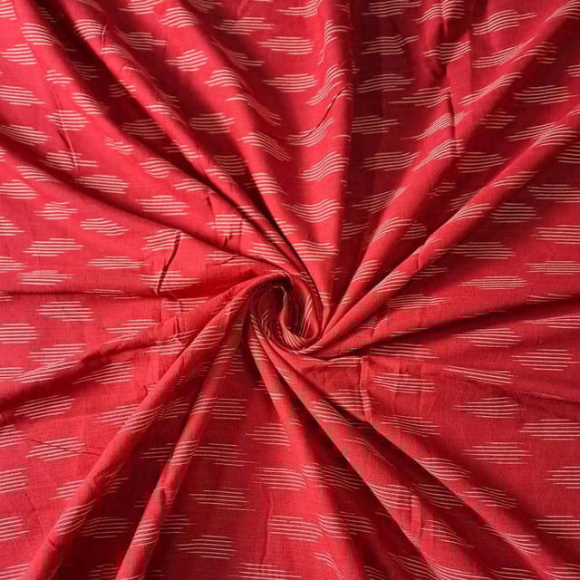 Red Colour Cotton Ikat Fabric