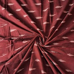 Maroon Colour Cotton Ikat Fabric