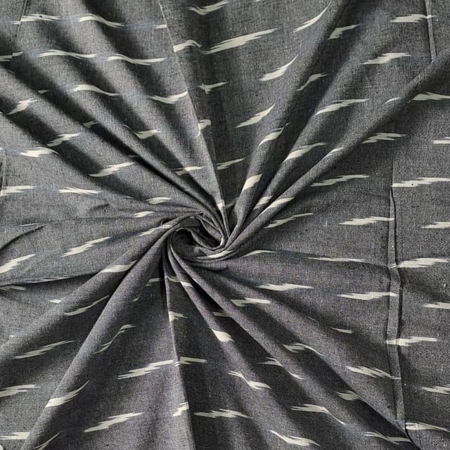 Grey Colour Cotton Ikat Fabric
