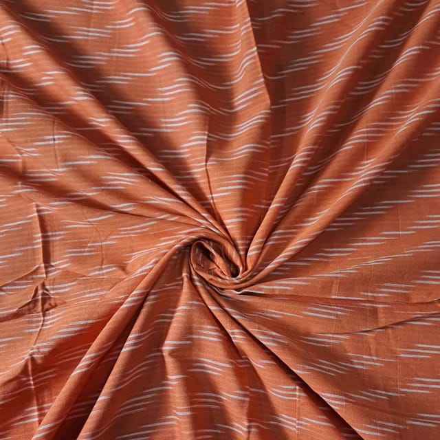 Orange Colour Cotton Ikat Fabric