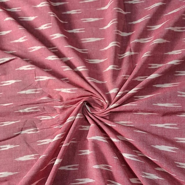 Light Pink Colour Cotton Ikat Fabric