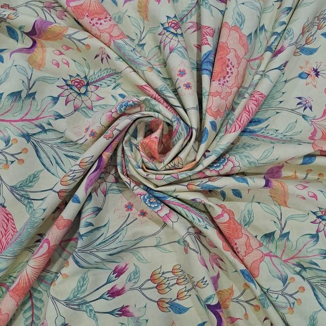 Lemon Yellow Colour Demin Lycra Printed Fabric