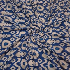 White Colour Demin Lycra Printed Fabric