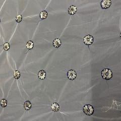 White Colour Net Embroidered Fabric