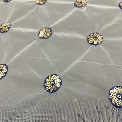 White Colour Net Embroidered Fabric