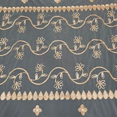 Gold Colour Net Embroidered Fabric