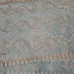 Gold Colour Net Embroidered Fabric