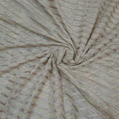Light Gold Colour Net Embroidered Fabric