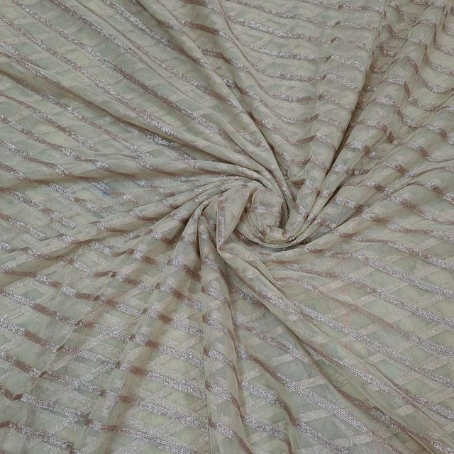 Light Gold Colour Net Embroidered Fabric