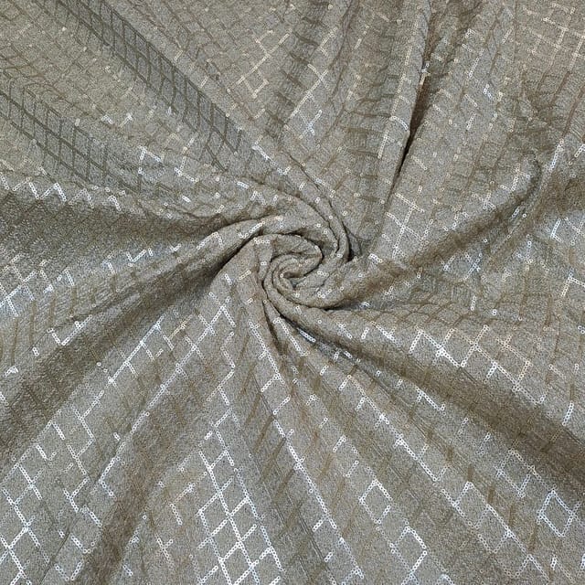 Gold Colour Net Embroidered Fabric