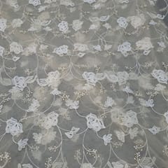 Light Gold Colour Net Embroidered Fabric