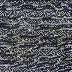 Navy Blue Colour Linen Slub Foil Printed Fabric