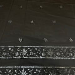 Black Colour Net Embroidered Fabric
