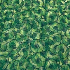 Green Colour Organza Printed Fabric