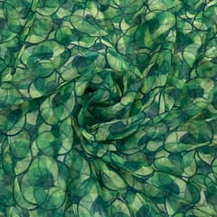 Green Colour Organza Printed Fabric