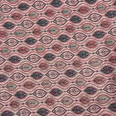 Peach Colour Cotton Linen Slub Printed Fabric